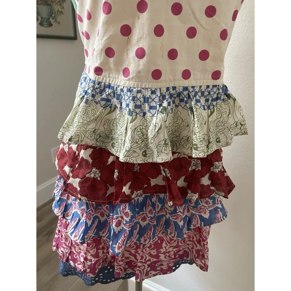 Pier 1 Imports Ruffled Boho Shabby Chic Full Apron Beads Eyelet Feminine